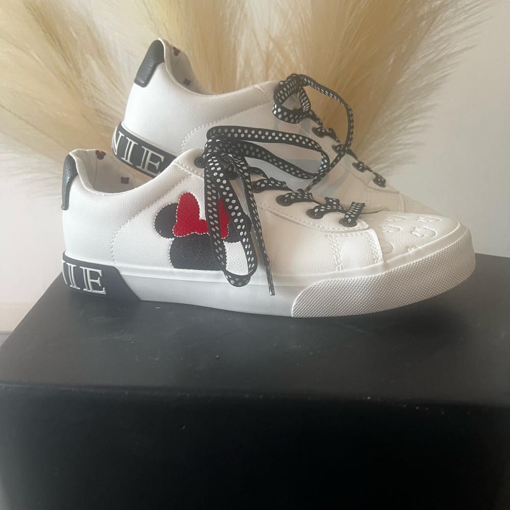 Disney White and Red Sneakers with Heart Accent
